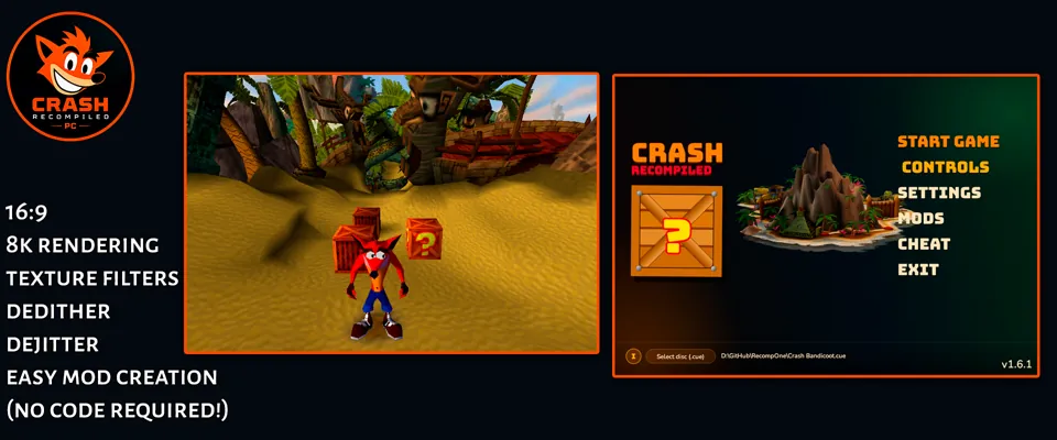 Image of Crash Bandicoot Launcher (recomp) published by the project